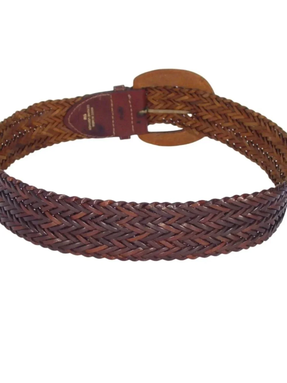 HANDWOVEN Brown Leather Braided Belt Women's S/M - Made in INDIA - Picture 2 of 3